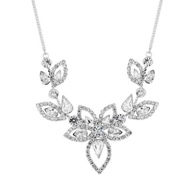 Silver diamante floral necklace